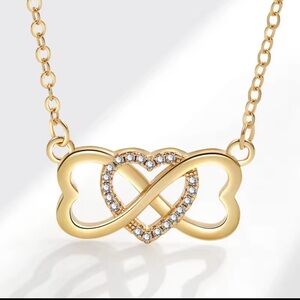 Elegant Gold Heart Infinity Necklace